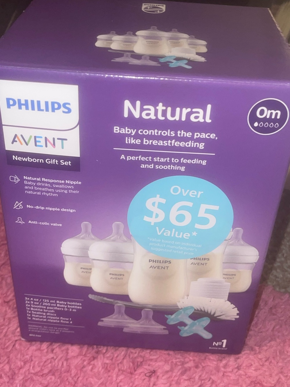 Philips Avent Natural Newborn Gift Set - Purple and White
